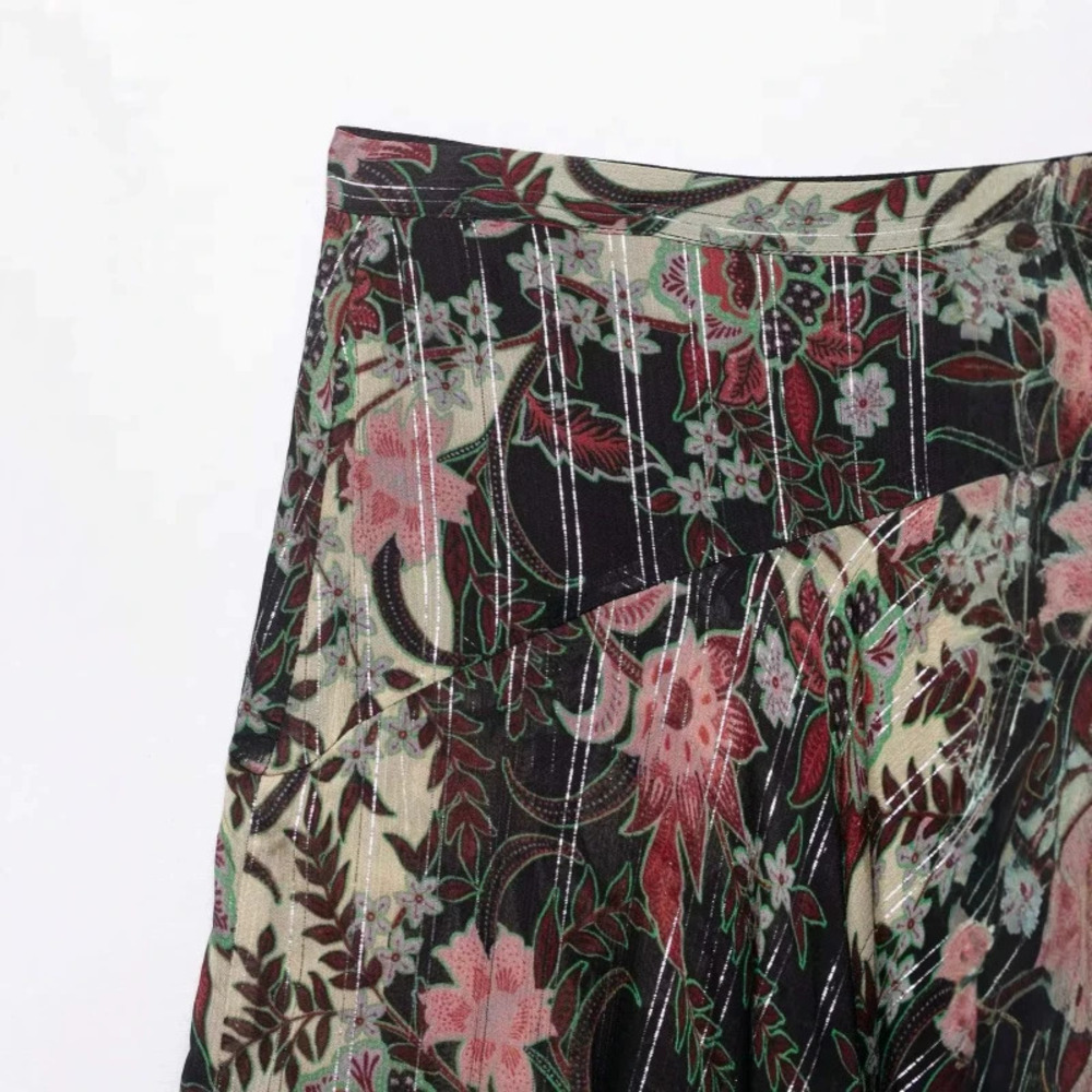 ZARA Summer Versatile High Waist Floral Print Skirt